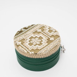 インド刺繍リボンのジュエリーケース | 丸型アクセサリーBOX ピンク
