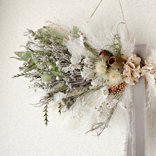 横向きスワッグ ナチュラル ドライフラワー 横長スワッグ スワッグ