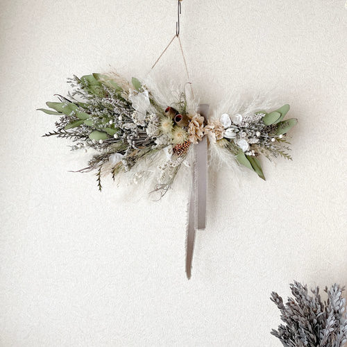 横向きスワッグ ナチュラル ドライフラワー 横長スワッグ スワッグ