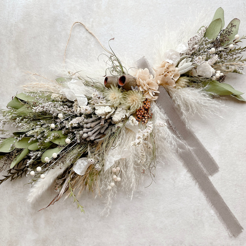 横向きスワッグ ナチュラル ドライフラワー 横長スワッグ スワッグ