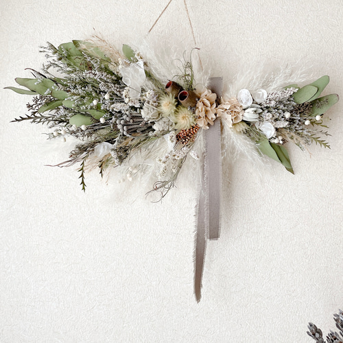 横向きスワッグ ナチュラル ドライフラワー 横長スワッグ スワッグ