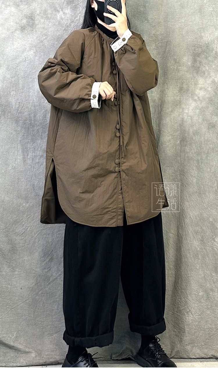 オリジナルレトロ風新中型薄手コットンジャケット綿入れ女性