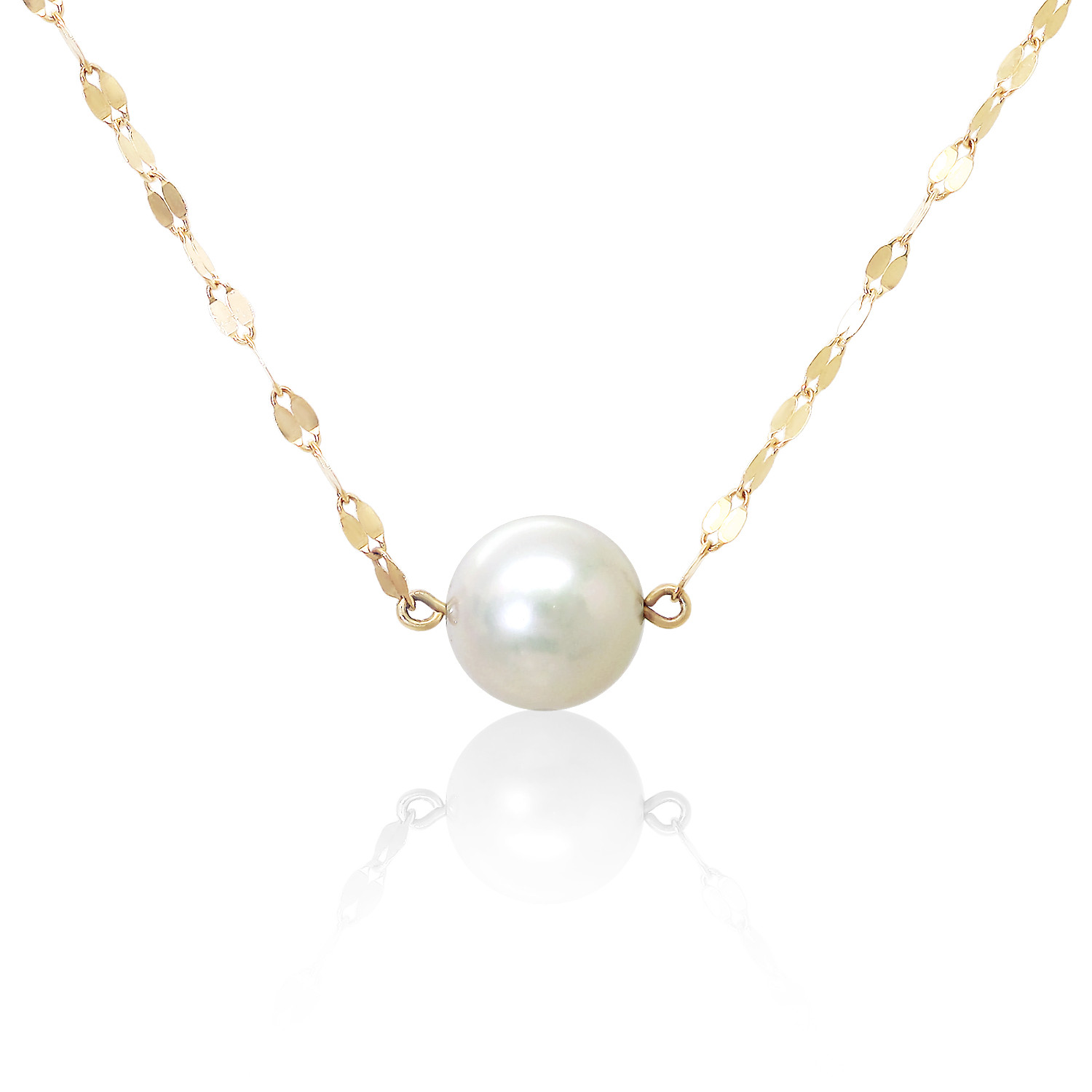 【在庫１点あり】K10イエローゴールド 無調色 天然 あこや真珠 パール 7.5ミリ ペタルチェーン 美輪宝石
