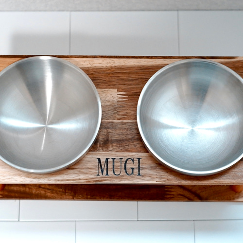 送料無料〕大型犬用 餌台 食器スタンド 刻印可能 ダブルサイズ ペット