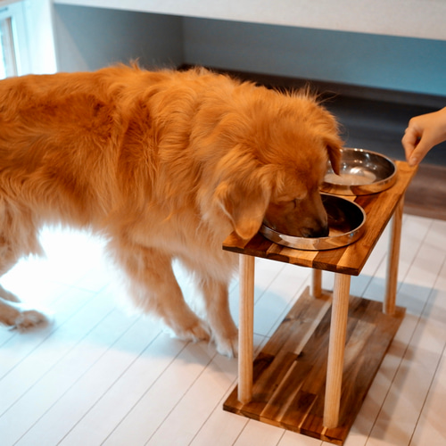 送料無料〕大型犬用 餌台 食器スタンド 刻印可能 ダブルサイズ ペット