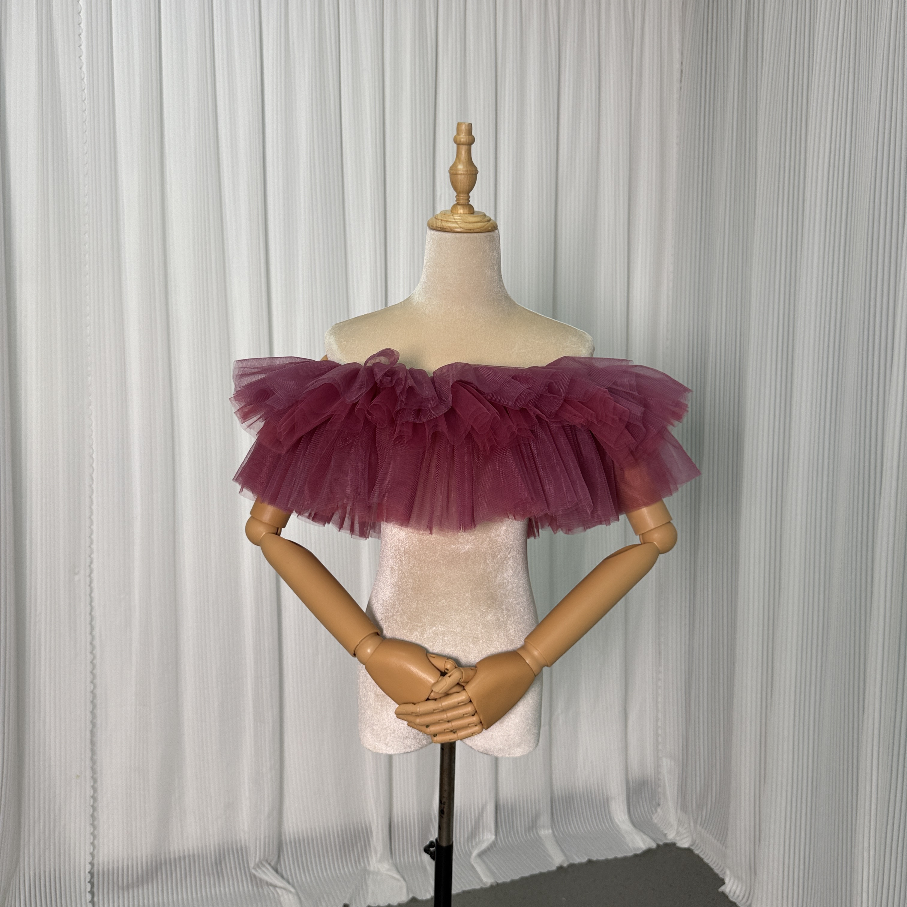 送料無料！取り外し可能なオフショルダー パープル ストレッチ 結婚式/披露宴 ソフトチュール