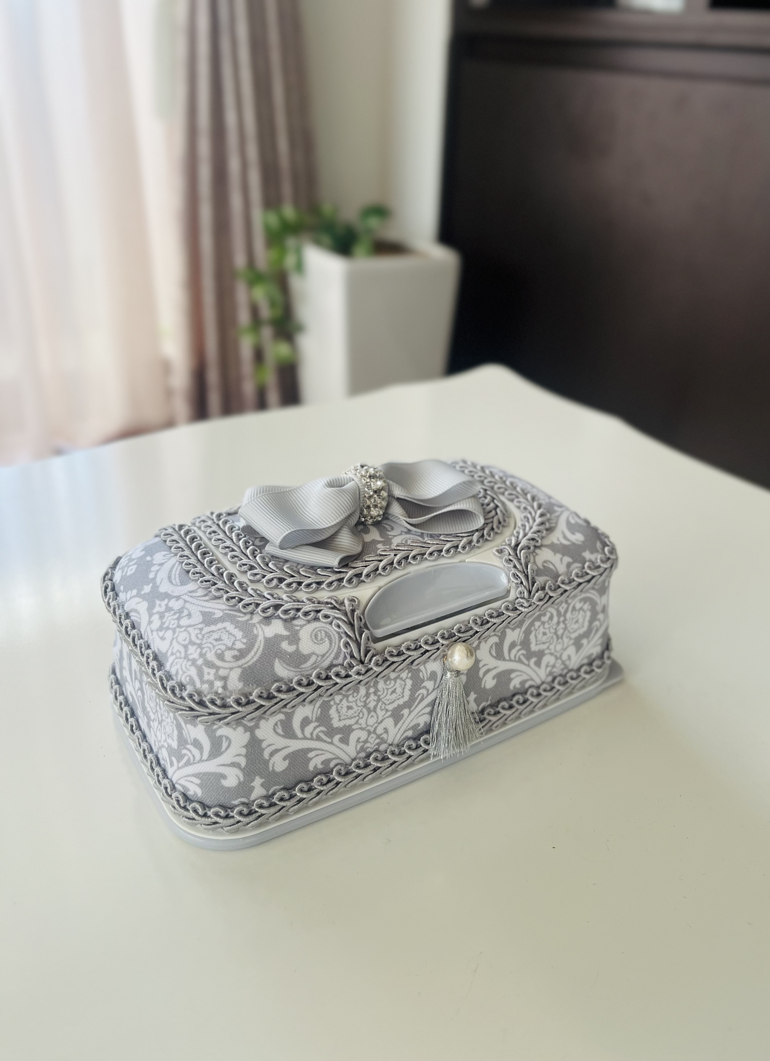 エレガントなダマスク柄の3点セット（グレー）