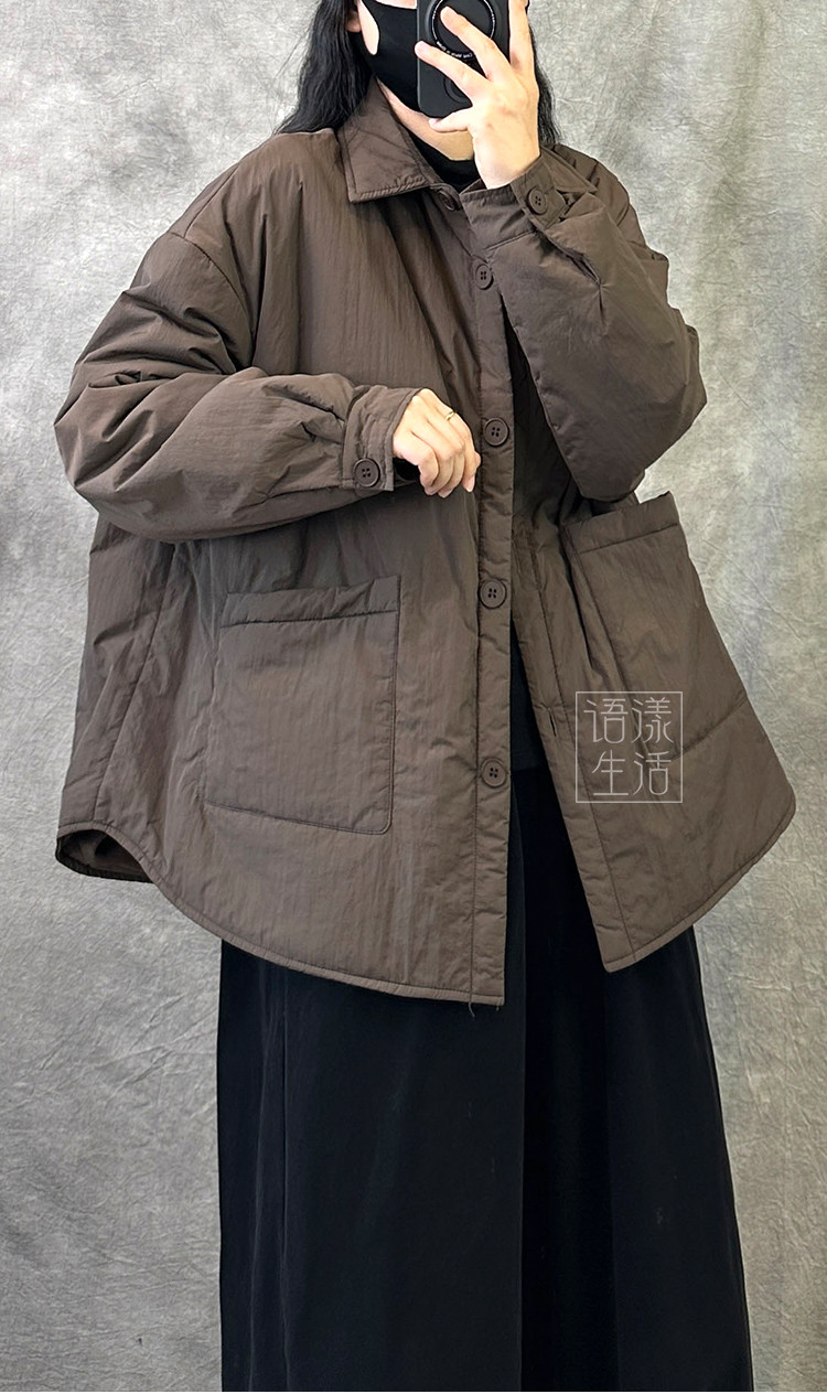 冬のショート丈薄手綿入れ女性用オーバーサイズカジュアル保温コート