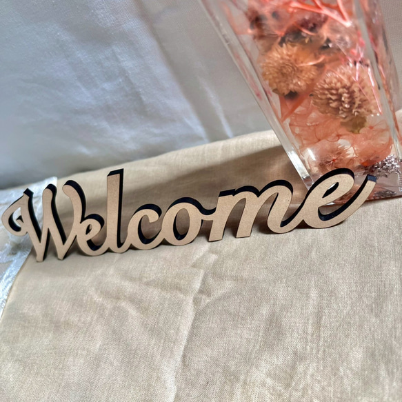 【木製レターバナー】シンプルWelcomeウッドレターバナー   ウォールデコ ウォールステッカー ウォールレター 1枚目の画像