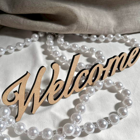 【木製レターバナー】シンプルWelcomeウッドレターバナー   ウォールデコ ウォールステッカー ウォールレター 2枚目の画像