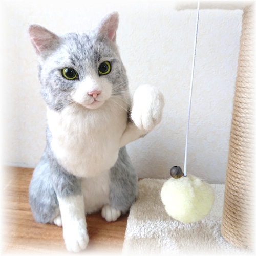 羊毛フェルト うちの子 オーダー ネコ◇愛猫の宝箱◇ペット リアル猫