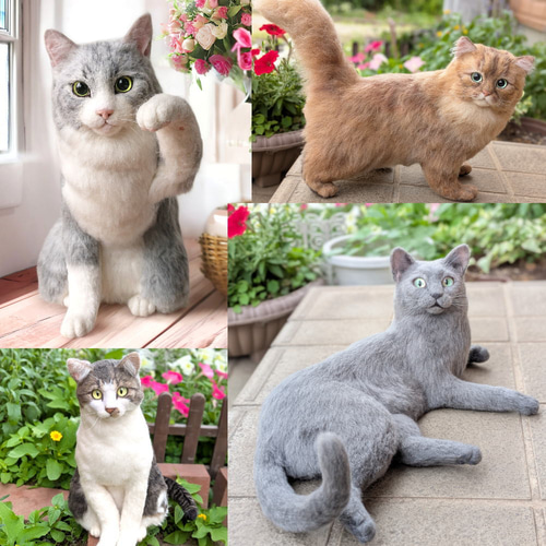 羊毛フェルト うちの子 オーダー ネコ◇愛猫の宝箱◇ペット リアル猫