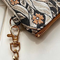 スペイン製ジャガード生地 PIMPERNELのポシェット ウィリアムモリス ピンパーネル　スマホポシェット　スマホポーチ 8枚目の画像