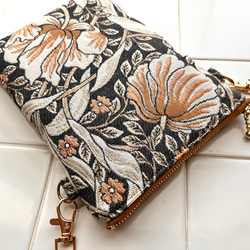 スペイン製ジャガード生地 PIMPERNELのポシェット ウィリアムモリス ピンパーネル　スマホポシェット　スマホポーチ 6枚目の画像