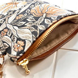 スペイン製ジャガード生地 PIMPERNELのポシェット ウィリアムモリス ピンパーネル　スマホポシェット　スマホポーチ 10枚目の画像