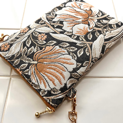 スペイン製ジャガード生地 PIMPERNELのポシェット ウィリアムモリス ピンパーネル　スマホポシェット　スマホポーチ 5枚目の画像