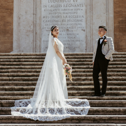 実例写真！ロングベール 魅惑の花レース シアーな美しさ 華やかな  