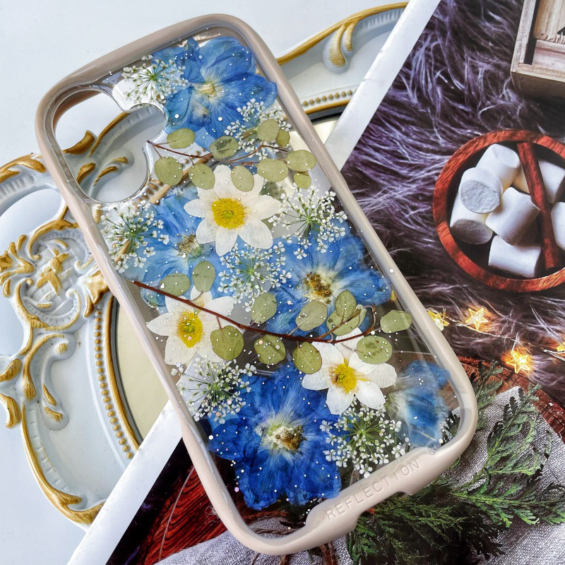 iFace風押し花スマホケース iPhoneのみ対応 手帳型 iPhone16 iPhone16Pro iPhone17