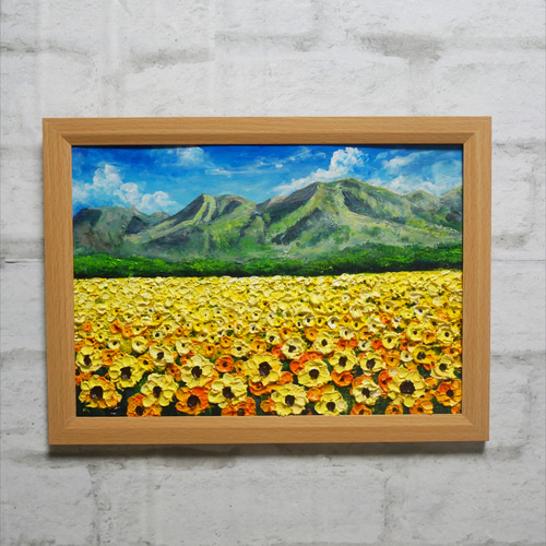 油絵 風景画 ひまわり【8月】【P8】 ヒマワリ ひまわり 風景画 絵画 油絵 油彩画 絵 花 原画 F10号