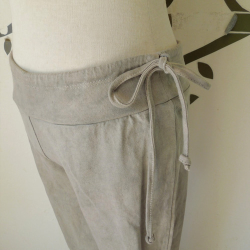 asana ヘンプコットン ヨガパンツ○草木染めライト麻墨グレー ロング  