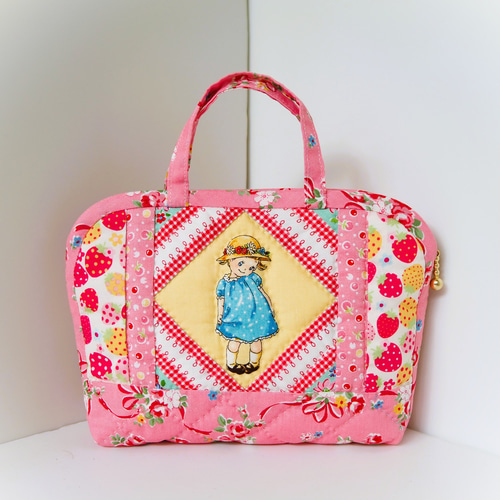 作成キット ピンク色ミニバッグポーチ マーガレット＆ソフィー☆両面