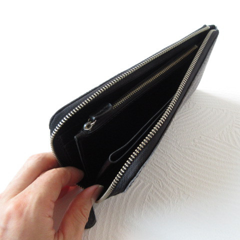 手縫い♪通帳もスリムに入る《牛革》Ｌ字ファスナーロングウォレット・スレ加工シュリンク・023