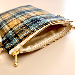 とろけるコットンツイード タータンチェックのポシェット ウールライク　スマホポシェット　スマホポーチ　スマホショルダー 11枚目の画像