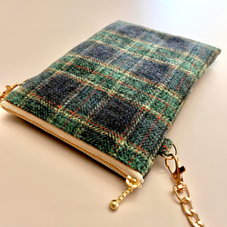 とろけるコットンツイード タータンチェックのポシェット ウールライク　スマホポシェット　スマホポーチ　スマホショルダー 14枚目の画像