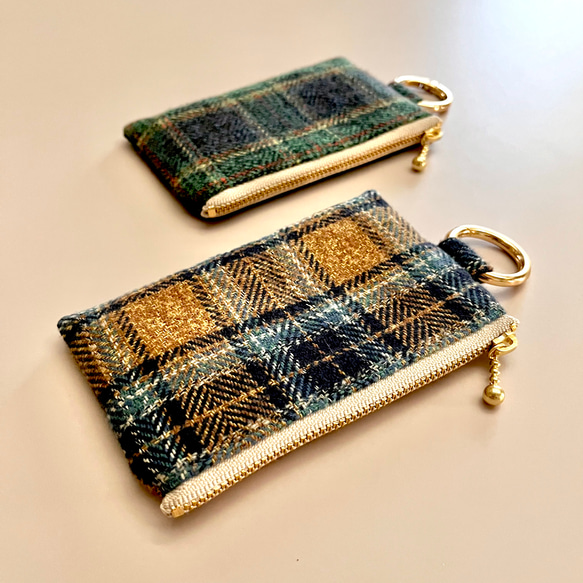 とろけるコットンツイード タータンチェックのポシェット ウールライク　スマホポシェット　スマホポーチ　スマホショルダー 19枚目の画像