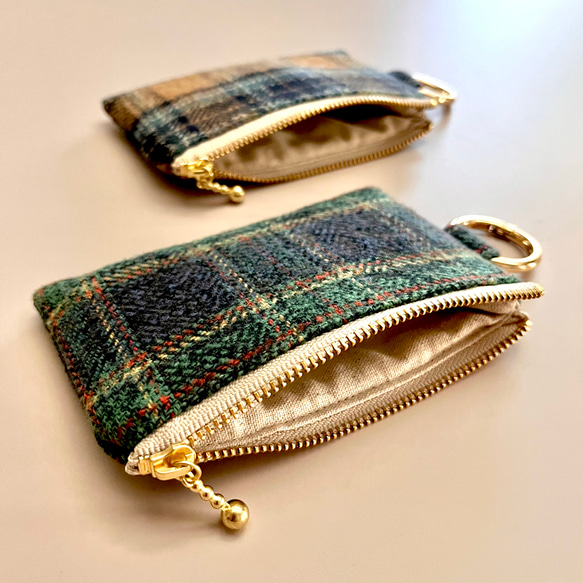 とろけるコットンツイード タータンチェックのポシェット ウールライク　スマホポシェット　スマホポーチ　スマホショルダー 20枚目の画像