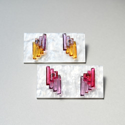 アール・デコヴィンテージガラスのピアス／イヤリング［レッド＆パープル］サージカルステンレス／チタン変更可能 8枚目の画像