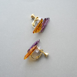 アール・デコヴィンテージガラスのピアス／イヤリング［レッド＆パープル］サージカルステンレス／チタン変更可能 15枚目の画像