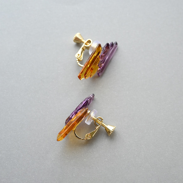 アール・デコヴィンテージガラスのピアス／イヤリング［レッド＆パープル］サージカルステンレス／チタン変更可能 15枚目の画像