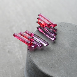 アール・デコヴィンテージガラスのピアス／イヤリング［レッド＆パープル］サージカルステンレス／チタン変更可能 11枚目の画像