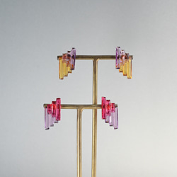 アール・デコヴィンテージガラスのピアス／イヤリング［レッド＆パープル］サージカルステンレス／チタン変更可能 6枚目の画像