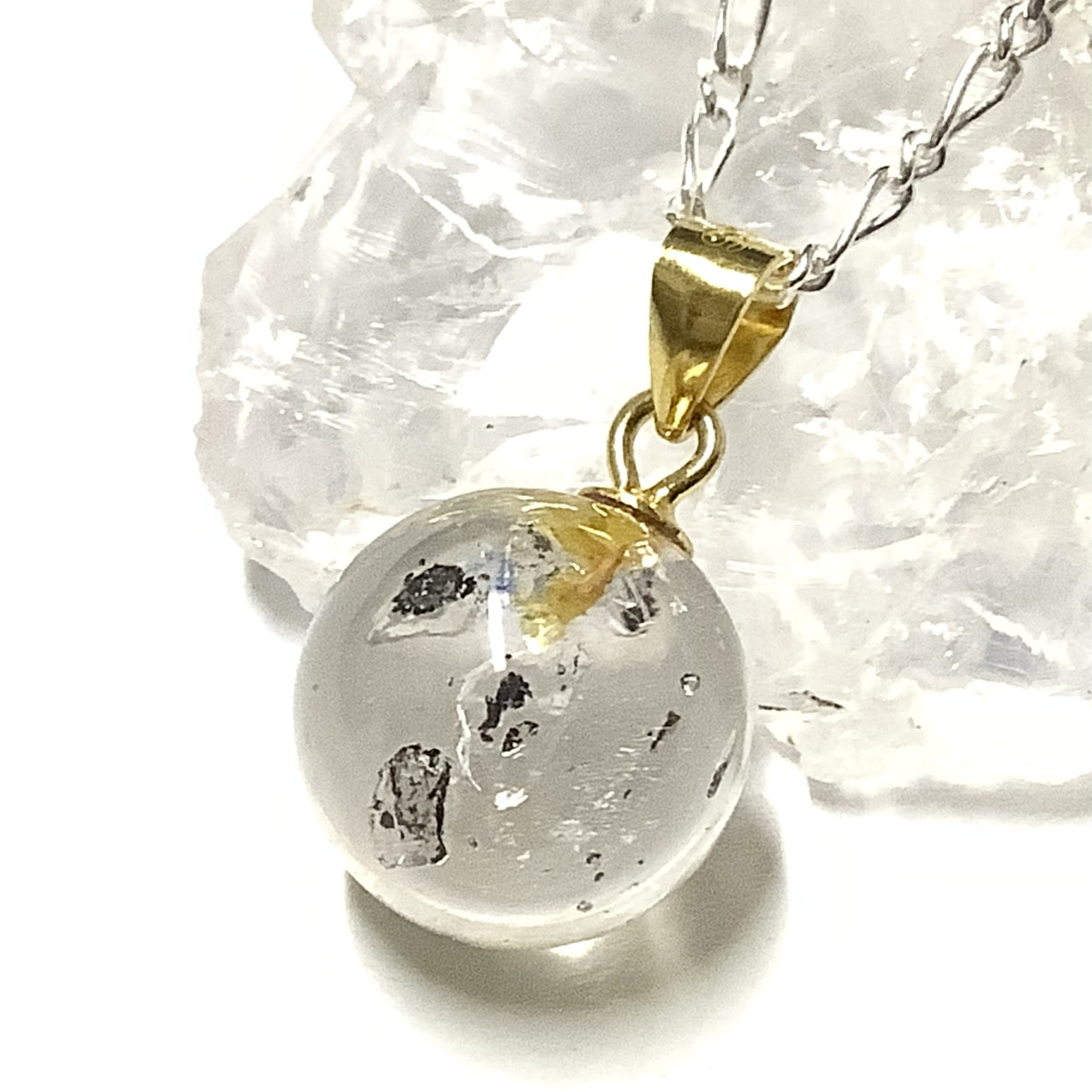 激レア！一点物☆送料無料 ヒーリングストーン 天然石 ライモナイト入り ウォーターインクォーツ ネックレス