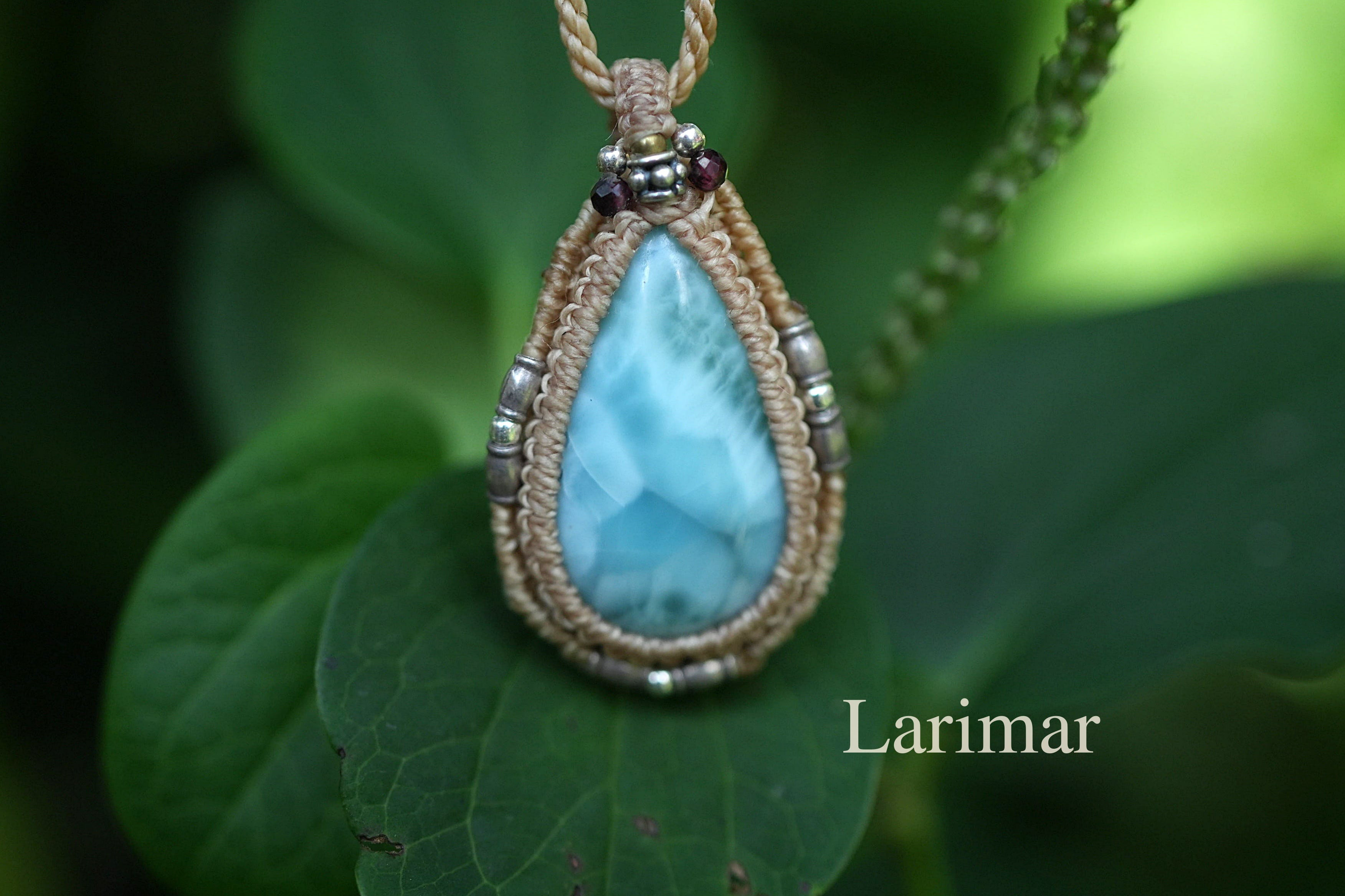 涙の波模様★高品質ラリマー マクラメネックレス2069 11,840円