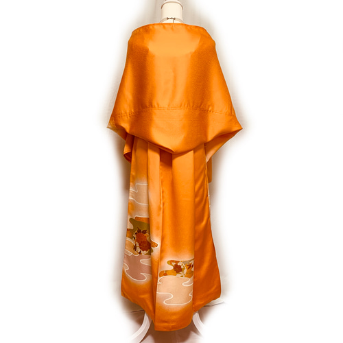 訪問着からドレス　ボレロ付 189 着物リメイク ワンピース 訪問着 Lサイズ リボン・ボレロ付