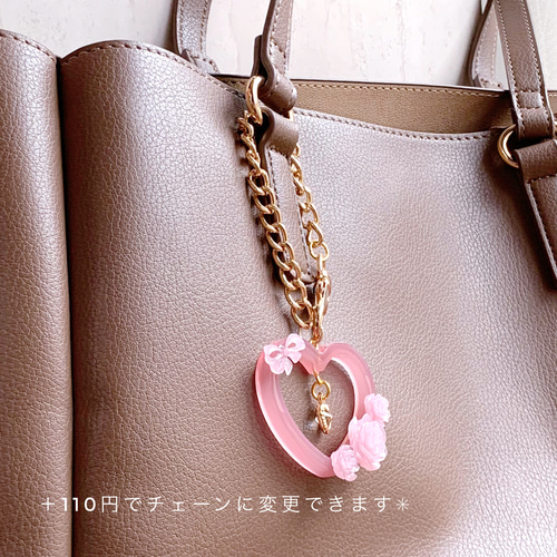大人可愛いハートキーホルダー くすみカラー 春 入学 卒業 クリスタル