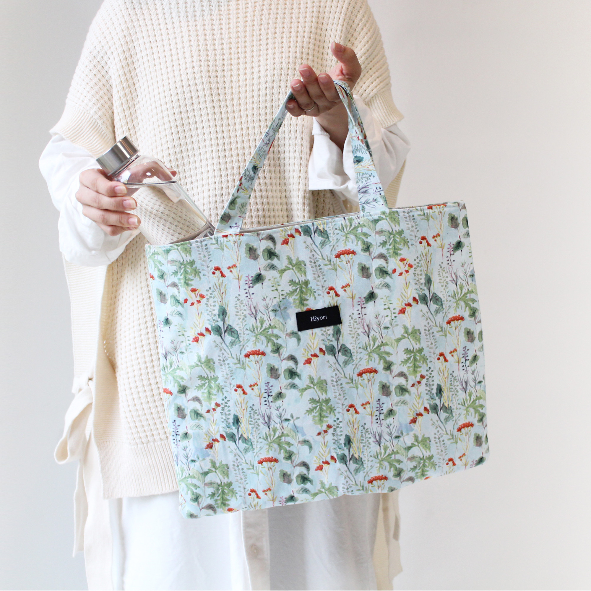 【受注生産】キャンパス キルティング裏地付き　野花バッグ