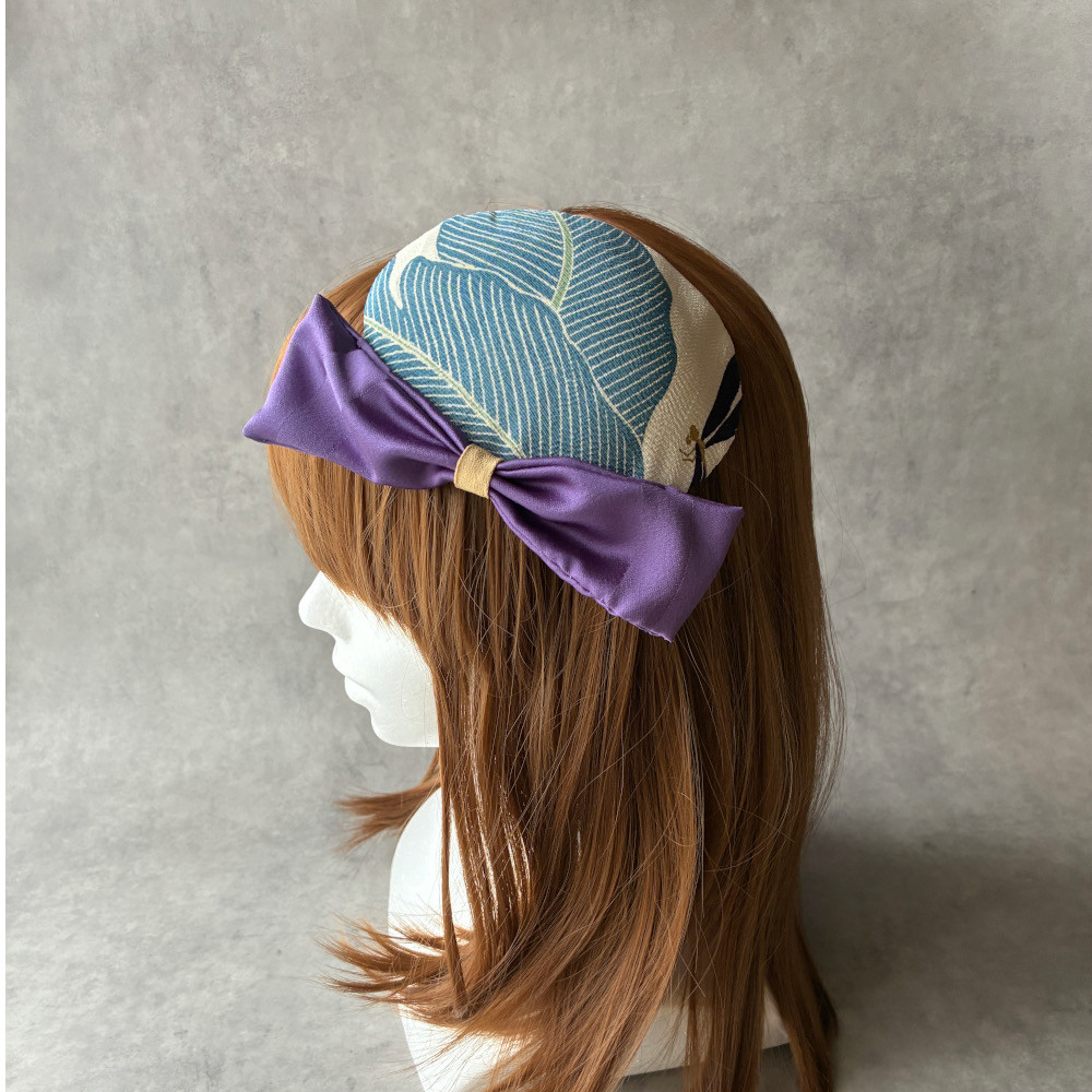 【送料無料】京都 和ボンネ １点もの ティアドロップ ヘッドドレス シルク リボン 着物 袴 [HB1380］