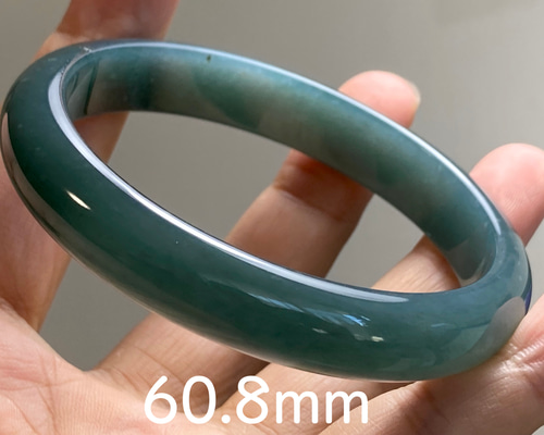 糯種翡翠バングル BG9-43 美品 糯氷種 灰藍色 60.8MM グアテマラ産 本翡翠 バングル