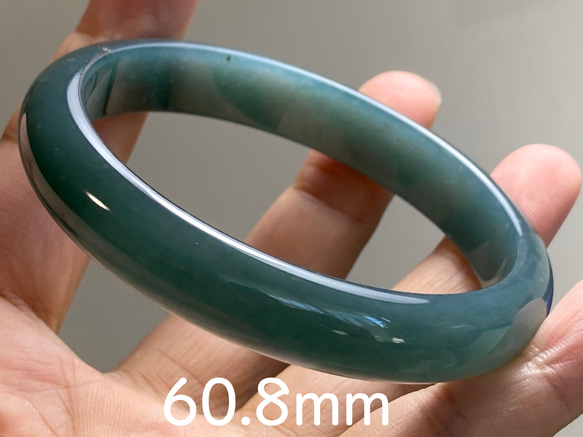 糯種翡翠バングル BG9-43 美品 糯氷種 灰藍色 60.8MM グアテマラ産 本翡翠 バングル