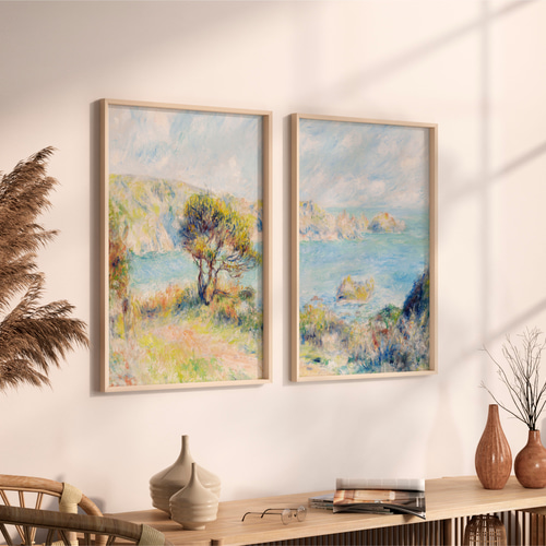 ルノワール 2枚セット 海 アートポスター アンティーク