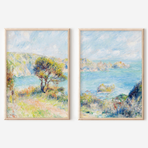 ルノワール 2枚セット 海 アートポスター アンティーク インテリア
