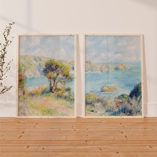 ルノワール 2枚セット 海 アートポスター アンティーク インテリア