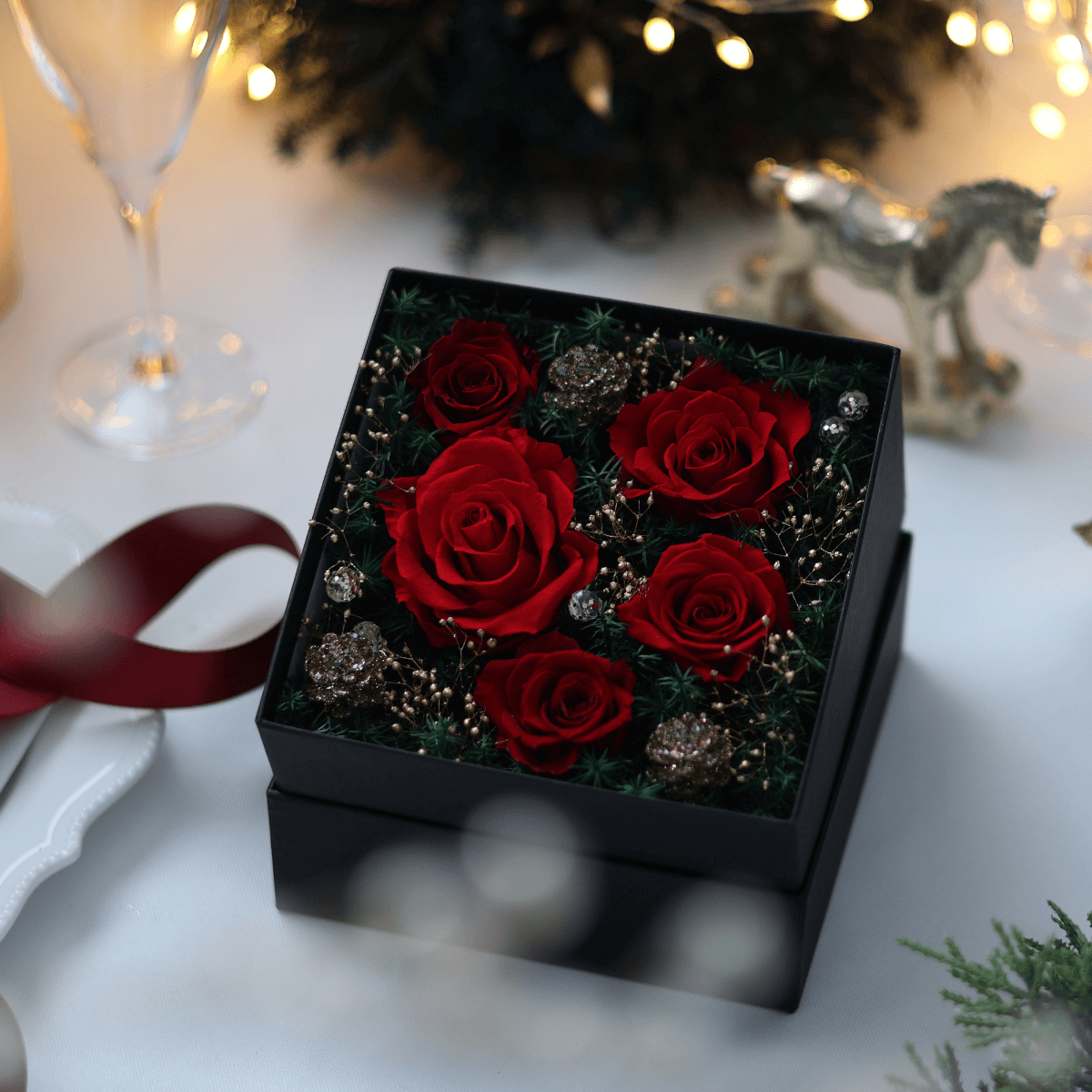 ★クリスマス限定★プリザーブドフラワー ギフト ボックス バラ 赤 プレゼント 記念日 プロポーズ 誕生日 クリスマス