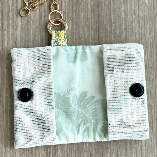 ③モコ様ポケットティッシュケースA.7 くすみブルー刺繍 二つ折りポケットティッシュケース 黄色い鳥 青い花 刺繍 こども