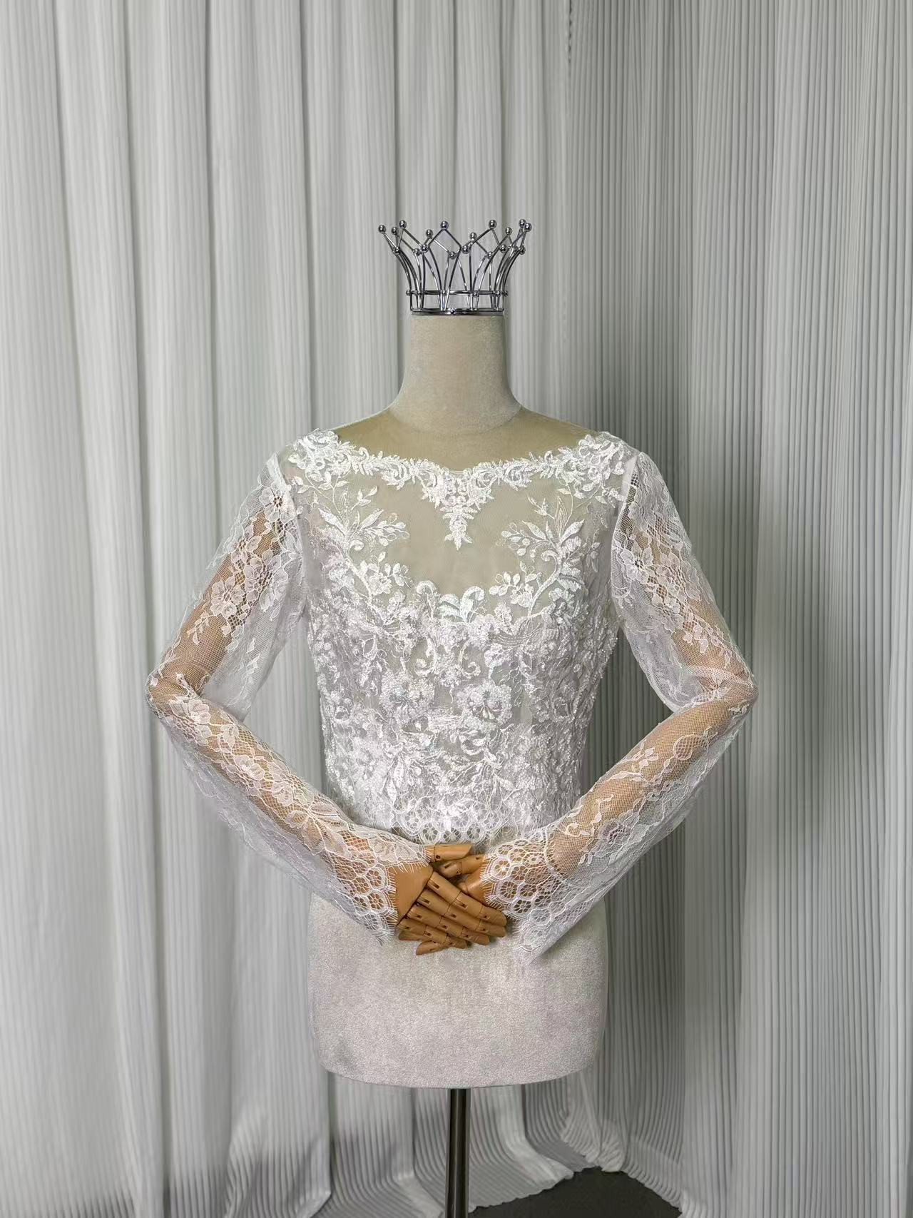 送料無料！ ウエディングドレス 長袖 ボレロ ハンドメイド 結婚式/披露宴/挙式