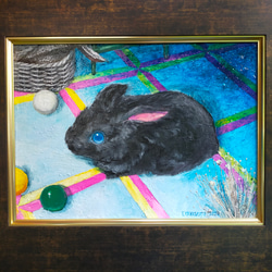 油絵 絵画【黒うさぎ】 黒うさぎ 種類 油絵 絵画[黒うさぎ 黒うさぎ セミリタイア